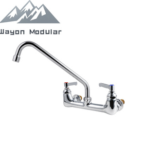 Rubinetto da cucina Wayon a parete, colore argento, con doppia maniglia, per lavello commerciale - Product Image 3