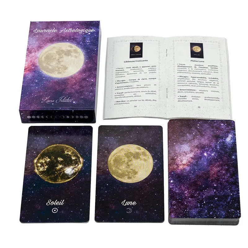 Fabricant de cartes de jeu Lady Divination Oracle personnalisé Conception originale personnalisée Jeu de cartes Starry Sky Tarot