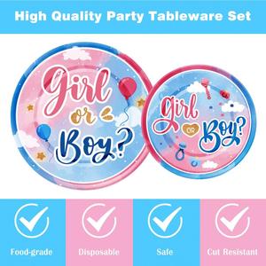 Platos de Papel para Fiesta de Revelación de Género, Diseño Moderno, Venta Directa de Fábrica, Decoraciones de 9 Pulgadas, Él o Ella - Product Image 4