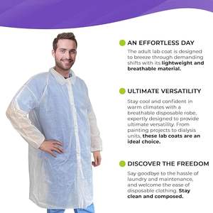 Batas de Laboratorio hasta la Rodilla con Botones a Presión en la Parte Delantera, Batas de Visita, Batas de Laboratorio Desechables SF - Product Image 5