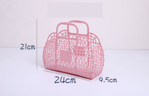 Small Personalized Retro Vintage Foldable Plastic Pvc Jelly Basket <strong>Bag</strong> Beach <strong>Bag</strong> Handbag Purse for <strong>Girls</strong> Women <strong>Party</strong> Favor <strong>Bags</strong> - Product Image 2
