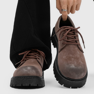 Bottes basses tendance été 2026, chaussures de travail rétro antidérapantes à semelle épaisse, rehaussantes, respirantes, en daim et cuir décontractées - Product Image 3