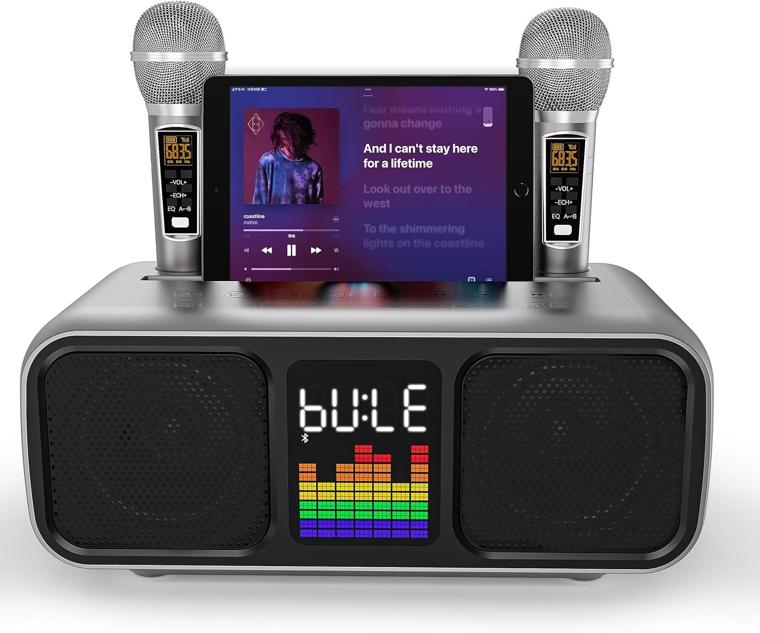 Altavoz Bluetooth sddrd Sd318 con micrófono inalámbrico Altavoz de karaoke para el hogar Altavoz de karaoke portátil con 2 micrófonos inalámbricos