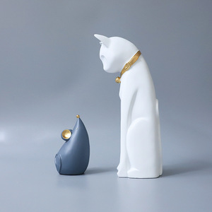 Estatua de gato y ratón, decoración artística personalizada, venta al por mayor - Product Image 4