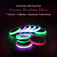 Sous-verres lumineux LED pour appuie-tête de voiture, écologiques, en acrylique, porte-gobelet de 6,8 cm |   Accessoires de voiture antidérapants de style moderne