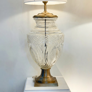 Minimalist Glass Table <b>Lamp</b> With Beige Shade Unique Design Decorative <b>Lighting</b> Fixture - Product Image 1