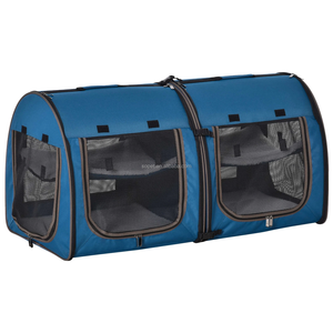 Porte-chat portable à côtés souples de 50 pouces avec séparateur coussin souple à <span class=keywords><strong>double</strong></span> compartiment 2-en-1 transporteur de voyage pour chat avec bac à litière - Product Image 2