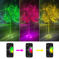 LED cincin warna RGB CCT lampu sorot luar ruangan kontrol aplikasi pintar untuk lampu dekorasi pohon kebun rumput