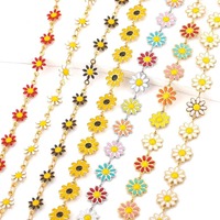 Chaîne de fleur en acier inoxydable émaillée Chaîne d'amour de 10mm en forme de cœur de tournesol, d'étoile, de lune et de marguerite dégoulinant de couleur pour la fabrication de bijoux