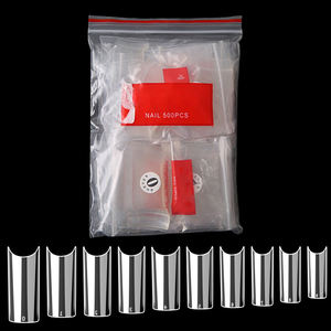 ZRKGEL Appuyez sur les ongles 500pcs clair faux acrylique ongles conseils demi-couverture conseils français pointu cercueil <span class=keywords><strong>ballerine</strong></span> c courbe ongles pointe - Product Image 2