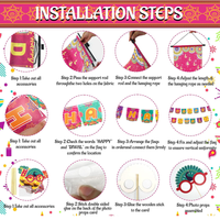 Bannière, drapeau, guirlande, enseignes de porche, ornement hindou, accessoires photo et décorations pour fête de Diwali, maison, chambre, cheminée, mur, porte et stand photo