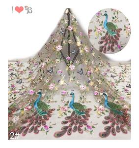 मोर चिड़ियों फूल कढ़ाई फीता कपड़े के लिए पोशाक, सबसे डिजाइनर कशीदाकारी फीता - Product Image 5