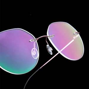 Gafas de Computadora Redondas de Metal Ultraligeras al por Mayor, Monturas de Gafas de Titanio con Memoria sin Aro para Hombres y Mujeres - Product Image 2