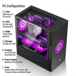 Nouvel ordinateur de jeu économique AMD avec processeur 6 cœurs RX580 8 Go de carte graphique 16 Go de RAM DDR4 512 Go de SSD Ordinateur de bureau <span class=keywords><strong>pour</strong></span> jeux 1080p - Product Image 2