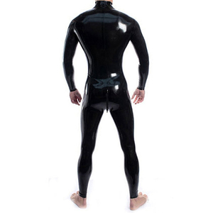 Combinaison Justaucorps Moulante en <span class=keywords><strong>Latex</strong></span> Noir pour Hommes et Femmes, Tenue Unisexe en Caoutchouc pour Adultes, Vêtements de Fétichisme - Product Image 2