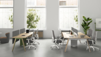 Bureau de travail commercial ATWOKA, table de bureau moderne avec cloison, mobilier durable et écologique