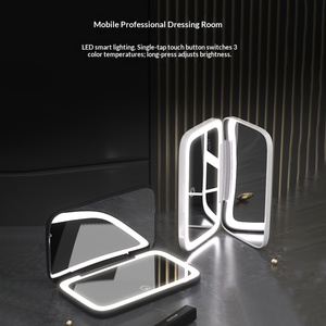 Wholesale Handheld Multifunctional Portable LED Lighted 5x Double Sided Foldable Makeup Vanity Mirror GZ RTS Bulk Mixed Order - Product Image 2