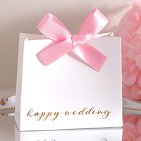 Boîte à bonbons classique rose avec nœud, biodégradable, durable et écologique, idéale pour les mariages, les douches nuptiales, les fiançailles et les réceptions