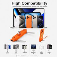 Kabel Data Pengisian Daya Cepat Tipe-C 2-in-1 Lepas Pasang, Penyangga 360 Derajat, Bahan Nilon, Kompatibel IOS untuk Meja, Gaming, Kantor, Mobil