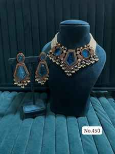 Moda moda Mehandi CZ Mossinaite Kundan Collar colgante conjunto tendencia para ropa de fiesta de boda de mujer - Product Image 4