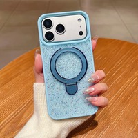 Coque de téléphone portable de luxe avec support d'objectif scintillant effet diamant, protection d'écran et dos électroplaqué magnétique