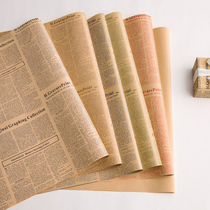 20 hojas por bolsa de papel Kraft <span class=keywords><strong>Vintage</strong></span> periódico inglés papel de regalo papel de embalaje de flores - Product Image 5