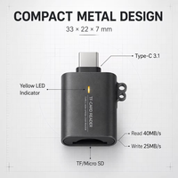 Mini 40MB/s Baca 25MB/s Tulis Pembaca Kartu Paduan Seng dengan Disipasi Panas Cepat Pembaca Kartu TF Pembaca Kartu Memori untuk Perjalanan Luar Ruangan