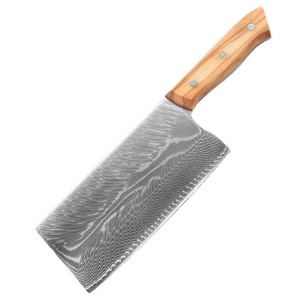 Couteau de chef damas avec manche en bois d'<span class=keywords><strong>olivier</strong></span> couteau de cuisine ménager tranchant pour outil de coupe de viande pour bouchers - Product Image 1