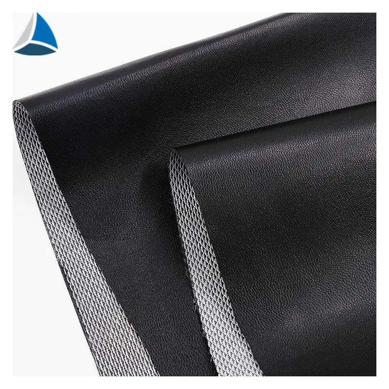 Black rexine roll PVC faux leather black fabric for clothing