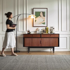 French Style Solid Wood <b>Sideboard</b> 150x43x80cm Roll Up Door Living Room <b>Storage</b> Cabinet - Product Image 2