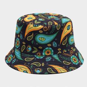 2025 New Arrival Spring Summer Retro Fashion Reversible Bucket Hat Cashew Flower Pattern Digital Printing <b>Sunscreen</b> Bucket Hat - Product Image 6