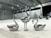 Sculpture d'art en acier inoxydable poli miroir, anti-corrosion, luxe, cygne/flamant rose, tailles personnalisables pour les hauts de gamme