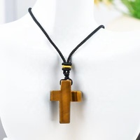 Pendentif Croix en Agate Naturelle en Gros, Collier en Pierre de Quartz Multicolore, Décoration de Collier DIY pour Pâques