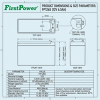 12V 6,5Ah Batterie für unterbrechungsfreie Stromversorgung, geeignet für Notbeleuchtung, elektronische Instrumente, Feuermelder.