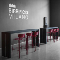 Table de collaboration de bureau avec plateau noir et pieds en panneau, table de bar réglable en hauteur pour espaces de travail agiles et de réflexion
