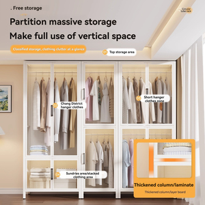 Armario de Acero Reforzado de Diseño Simple que Ahorra Espacio para Apartamentos Pequeños, Fácil de Montar, Armario de Gran Capacidad para Guardar Ropa - Product Image 5