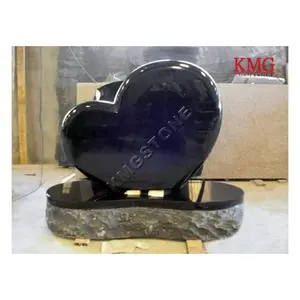 Modern American Design Heart-Shaped Black Galaxy Granite Headstone Tombstone for Cemetery Use