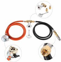 Kit de foyer au gaz 150 000 BTU avec régulateur de propane, système de commande de vanne, tuyau d'assemblage, mélangeur d'air métallique 1/2 pouce, pièce de rechange