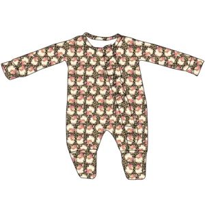Combinaison personnalisée unisexe de Noël en polyester/coton tricoté 230g, confortable, avec pieds pliables, fermeture éclair et volants en dentelle pour bébé - Product Image 4