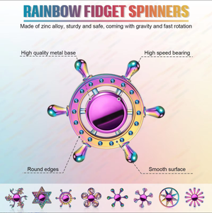 Vente flash - Jouet <span class=keywords><strong>anti</strong></span>-<span class=keywords><strong>stress</strong></span> en alliage de zinc, spinner à main heptagonal arc-en-ciel éblouissant, jouets gyroscopiques - Product Image 4