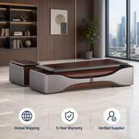 Bureau de direction haut de gamme en bois de palissandre avec finition cristal, peinture à l'eau écologique de qualité E1, table de patron LED, table de bureau moderne