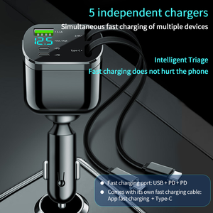 Nhà Máy Giá 4 Trong 1 Có Thể Thu Vào Xe Sạc Điện Thoại Di Động 2 USB Một Loại C Cổng Lisen Có Thể Thu Vào Xe Sạc 4 Trong 1 Iphone - Product Image 3