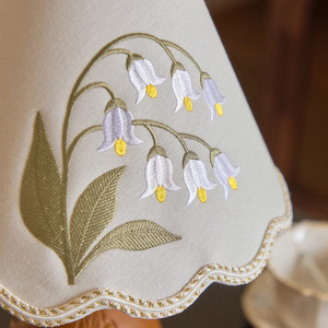 Vintage Style Lily Of The Valley <b>Table</b> Lamp E27 <b>Led</b> Eye Caring Bedroom <b>Bedside</b> Lamp With Floral Shade Artistic Design - Product Image 4