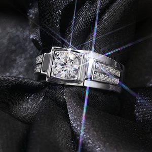 Gra passar diamante prata teste de joias, <span class=keywords><strong>1</strong></span> <span class=keywords><strong>carat</strong></span> branco vvs moissanite anel 925 prata esterlina masculino anel - Product Image 4