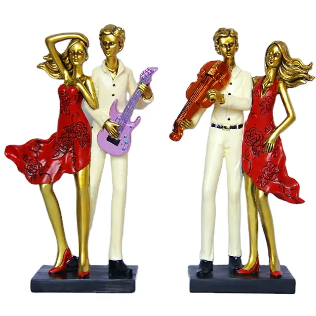 Figuras de resina personalizadas, regalo de boda, amantes de la <span class=keywords><strong>música</strong></span>, figuras de poliresina