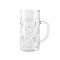 Grande tasse à bière en plastique de 1200 ml avec poignée, logo personnalisé, gobelet à boisson en plastique pour les festivals de la bière, adapté aux fêtes, aux événements et aux bars
