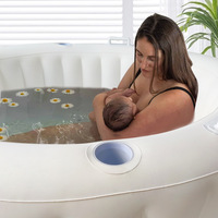 Baignoire de naissance gonflable blanche pour bébé, conforme EN71, en PVC, pour accouchement à domicile, avec doublure, pompe électrique et sac de rangement