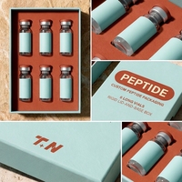 Boîte rigide personnalisée avec couvercle et base verts pour flacons de peptides, 6 flacons, soins personnels, carton gris, impression offset