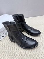 Damen Vintage Knöchelstiefel aus Echtem Leder mit Knittereffekt, Seitlichem Reißverschluss, Niedrigem Absatz und Weichem Rindsleder - Retro Alltagsstiefel