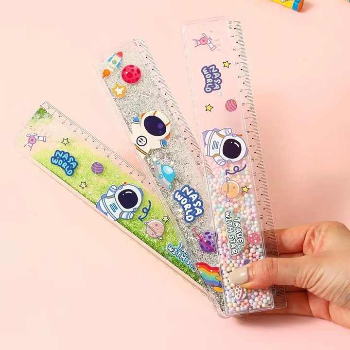 Staching Rular Girl Quicksand ruler girl heart cartoon creative ruler cute primary school ...
